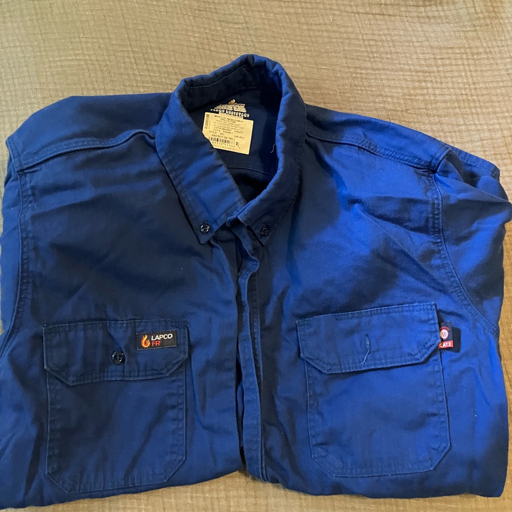 Mens Lapco Category 2 Fire Resistant Long Sleeve ButtonUp Shirt
